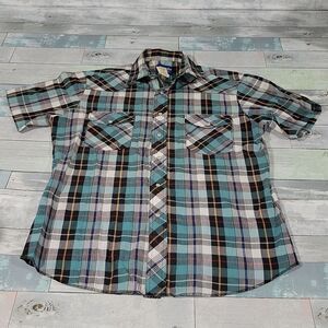 Vintage Wrangler Plaid Pearl Snap Shirt sz Medium